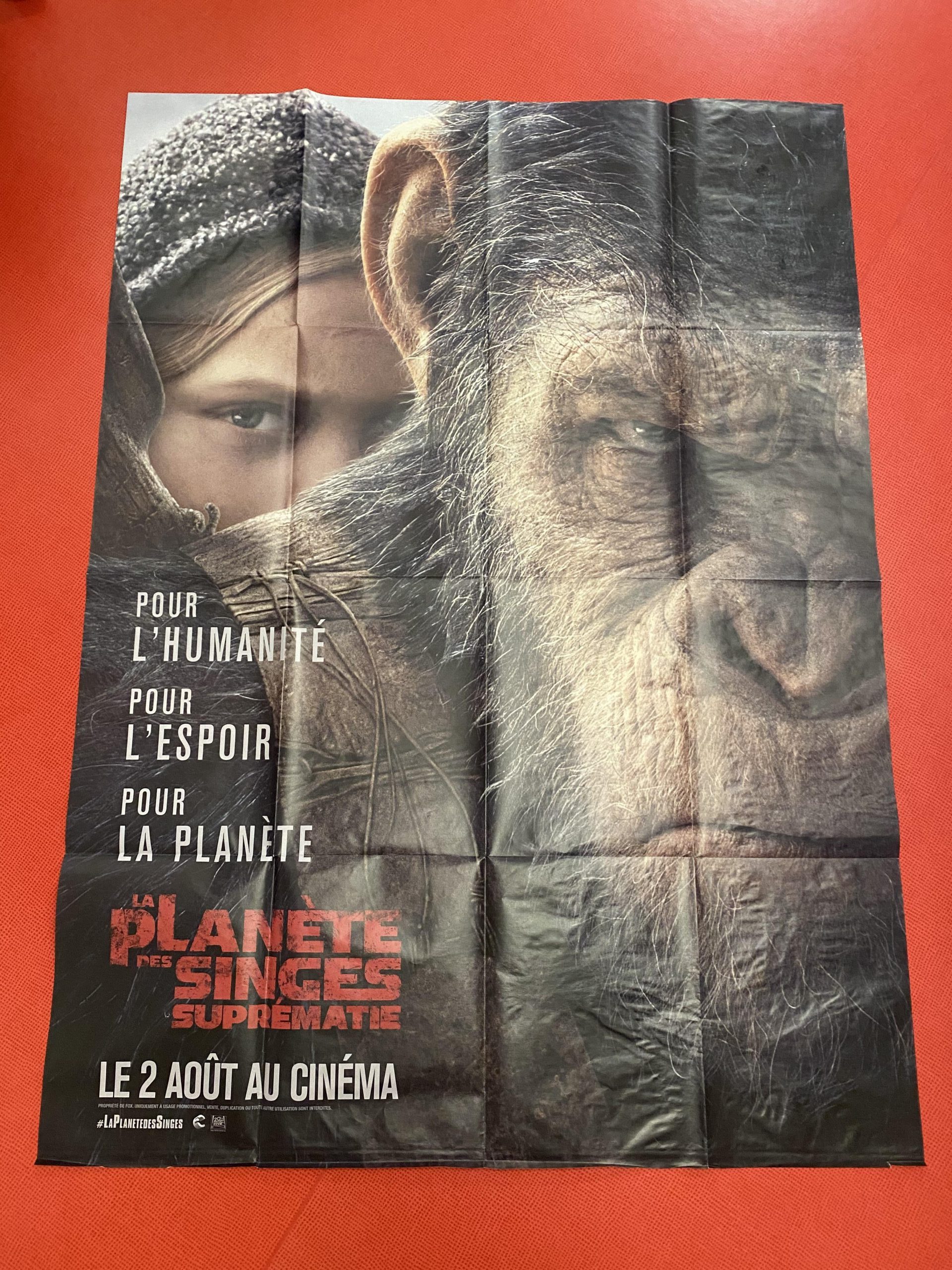 Affiche Film Supremacy Originale La Planète Des Singes : Suprématie - Grand Format 120x160 Cm, édition 2017, Conditionnement Plié Affiche Cinéma